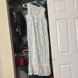 Eileen West White and Blue Floral Dress